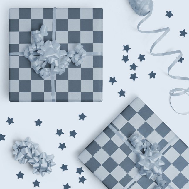 Dark Blue Chequered Chequerboard Chequered 00s 90s Wrapping Paper (Creator Uploaded)