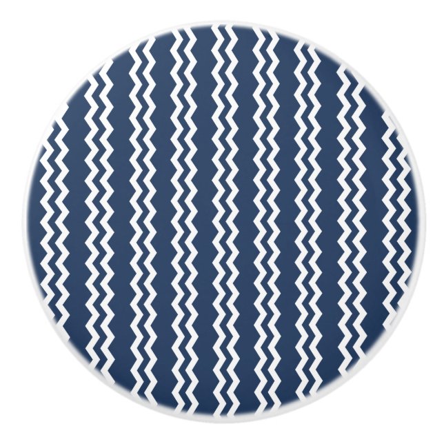 Dark Blue Chevron Design - Drawer Knob (Front)