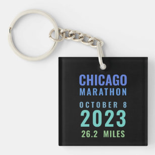 Dark Blue Chicago Marathon 2023 Custom Text  Key Ring