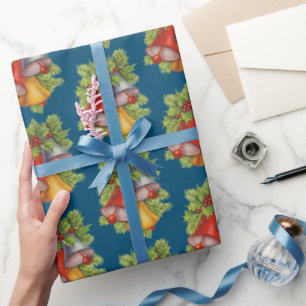 Dark Blue Christmas Bells Wrapping Paper