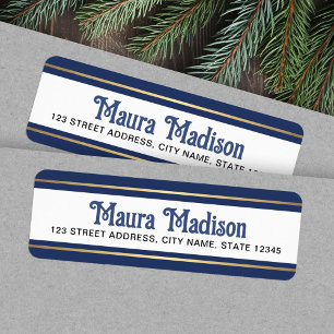 Dark blue Christmas holiday return address Label