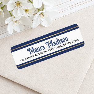Dark blue Christmas holiday return address Label