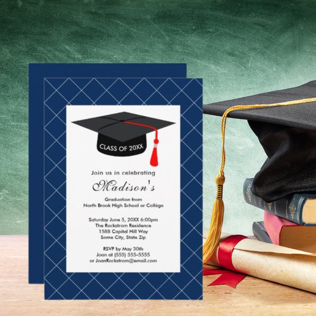 Dark Blue Class of 20XX Graduation Party Invitation (Dark Blue Class of 20XX Graduation Party Invitation)