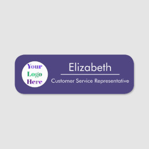 Dark Blue Company Branded Your Logo Here Name Tag