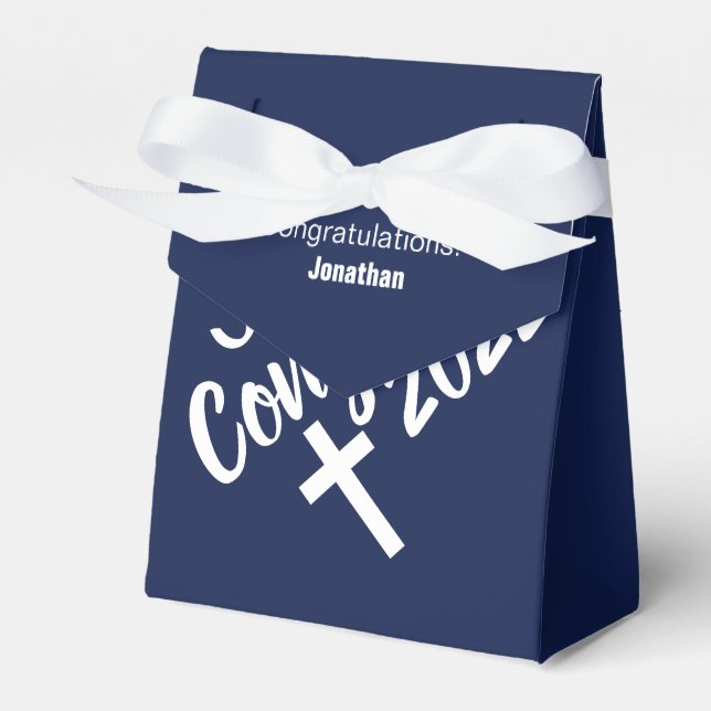 Dark Blue Congratulations Graduation Bible Verse Favour Box (Front Side)