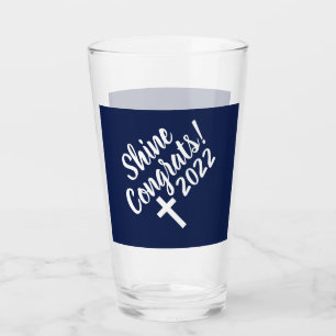 Dark Blue Congratulations Graduation Bible Verse Glass