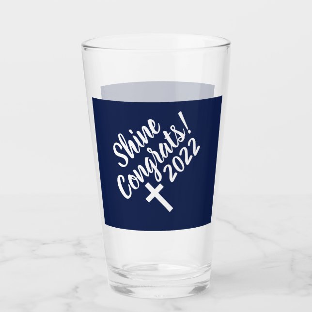 Dark Blue Congratulations Graduation Bible Verse   Glass (Front)
