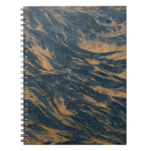 Dark Blue Copper Flow Abstract Texture Notebook