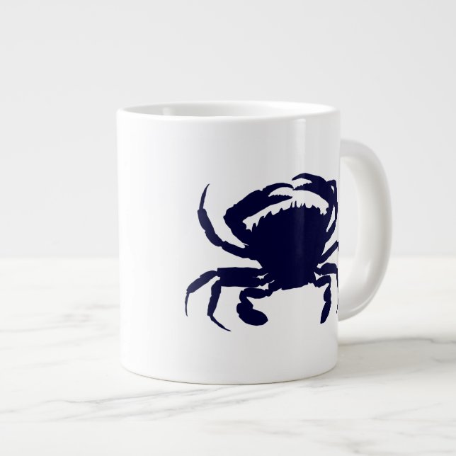 Dark Blue Crab 2 Large Coffee Mug (Front Right)