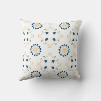 Dark blue & creamy yellow pattern cushion