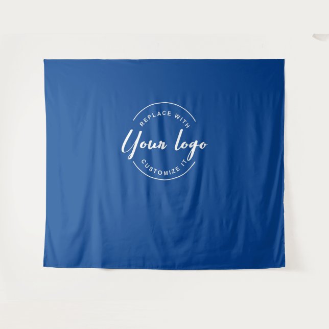 Dark blue Custom Logo backdrop Company branding Tapestry (Front (Horizontal))
