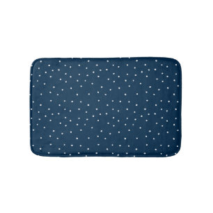 Dark Blue Cute Scattered Dots Bath Mat