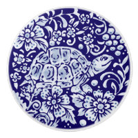 Dark Blue Cute Turtle Woodland Animal Floral