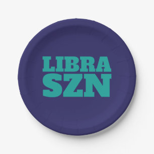 Dark Blue Cyan Libra SZN Cool Paper Plate