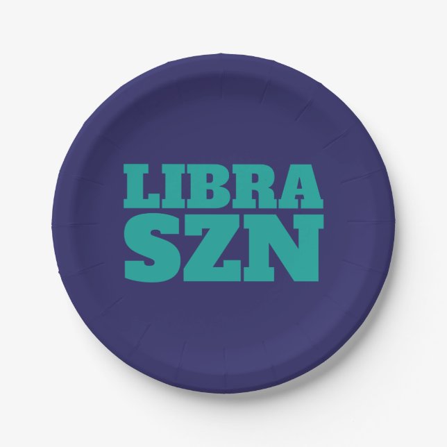 Dark Blue Cyan Libra SZN Cool Paper Plate (Front)