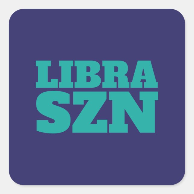 Dark Blue Cyan Libra SZN Cool Square Sticker (Front)