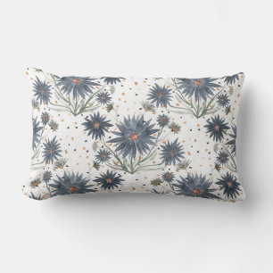 Dark Blue Daisies Lumbar Cushion