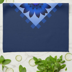 Dark Blue Daisy Flower Kitchen Towel
