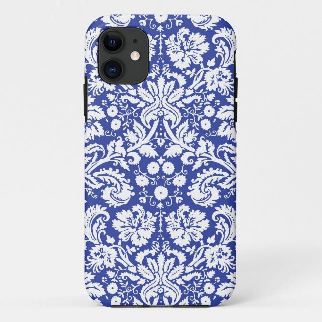 Dark blue damask pattern Case-Mate iPhone case (Back)