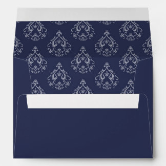 Dark Blue Damask Pattern Envelope