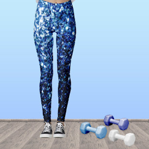 Dark Blue deep shiny faux glitter sparkles Leggings