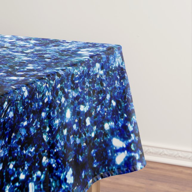 Dark Blue deep shiny faux glitter sparkles Tablecloth (In Situ)