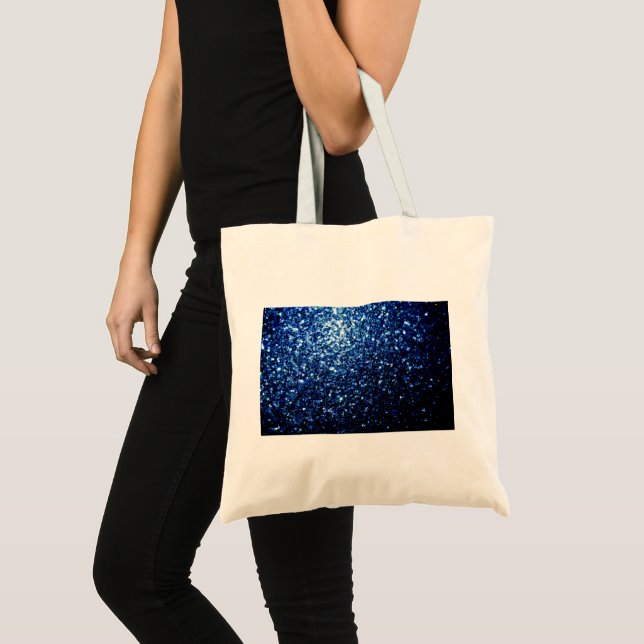 Dark Blue deep shiny faux glitter sparkles Tote Bag (Front (Product))
