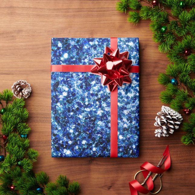 Dark Blue deep shiny faux glitter sparkles Wrapping Paper (Holiday Gift)