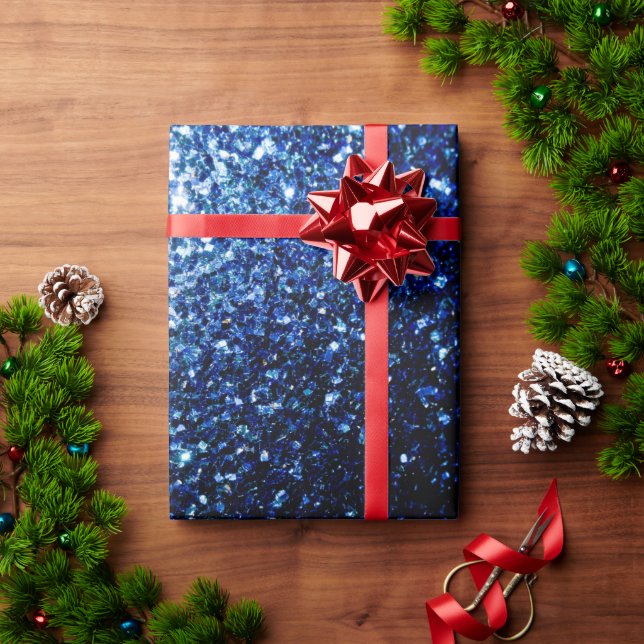 Dark Blue deep shiny faux glitter sparkles Wrapping Paper (Holiday Gift)