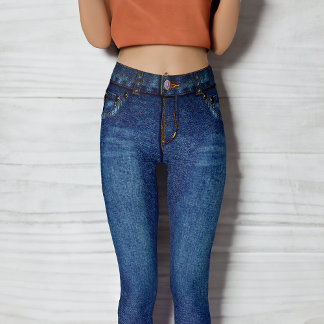 Dark Blue Denim Skinny Jeans Leggings