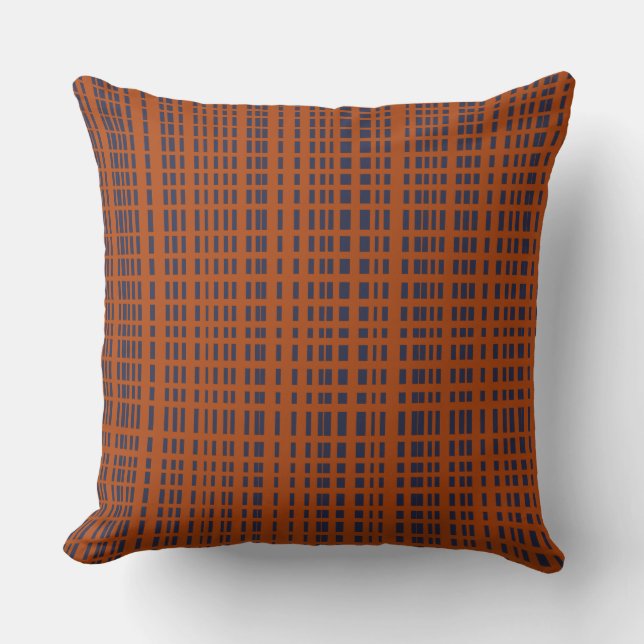 Dark Blue Dotted Lines on Rust Cushion (Front)