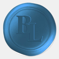 Dark Blue Double Monogram Faux Wax Seal Stickers