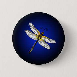 Dark Blue Dragonfly Dragonflies Button