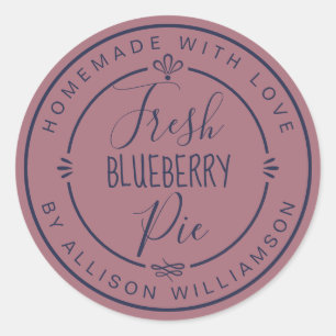 Dark Blue Dusty Rose Homemade Pie Classic Round Sticker