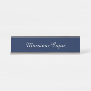 Dark Blue Elegant Casual Own Name Handwriting Desk Name Plate
