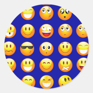 dark blue emojis classic round sticker
