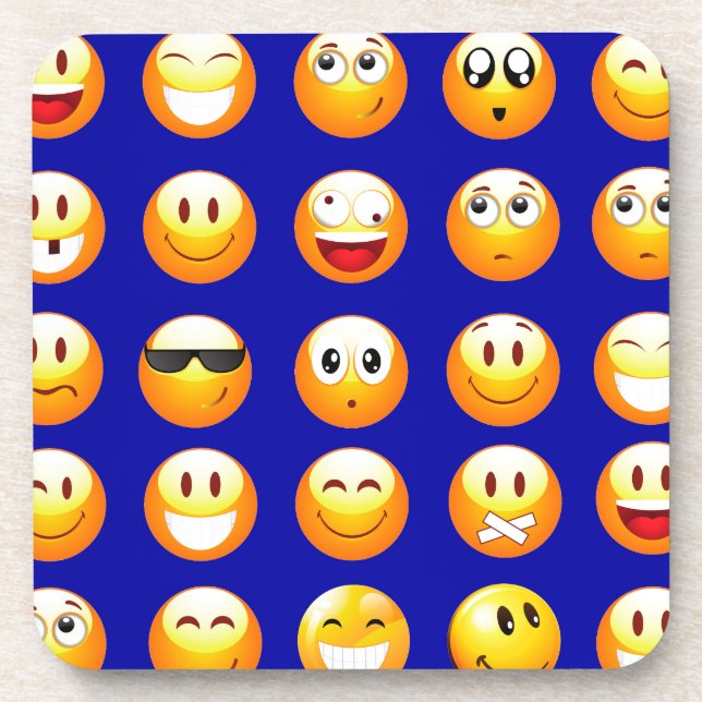 dark blue emojis coaster (Front)