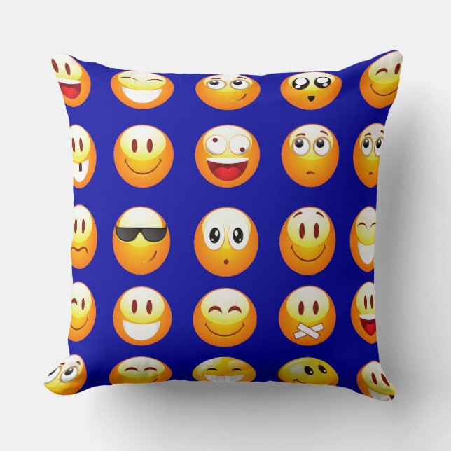 dark blue emojis cushion (Front)
