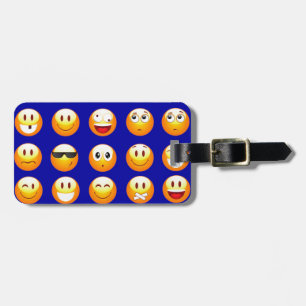 dark blue emojis luggage tag