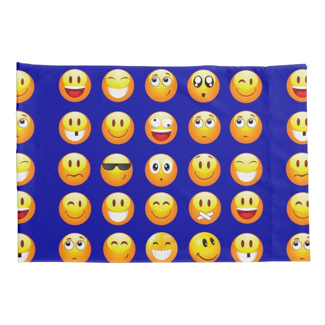 dark blue emojis pillowcases pillow case (Back-Right)