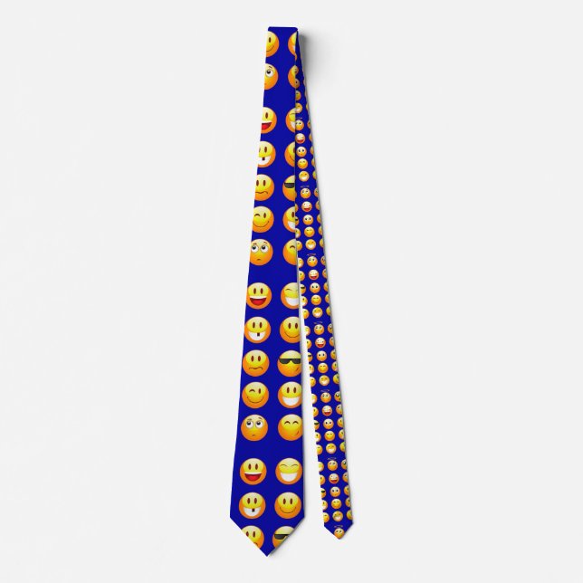 dark blue emojis tie (Front)