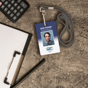 Dark Blue Employee Photo Company Logo ID Badge