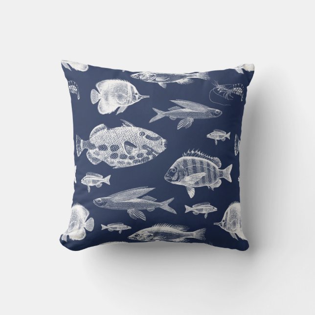 Dark Blue Fish Cushion (Front)