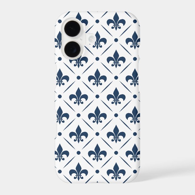 Dark blue Fleur De Lis pattern on white background (Back)