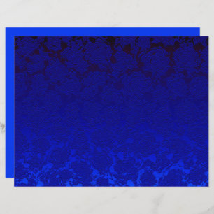 Dark Blue Floral Succulent Pattern Metallic