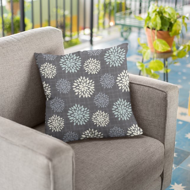 Dark Blue Flowers | Decorative Throw Pillow (Creator Uploaded)