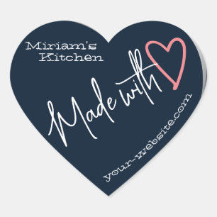 Dark Blue From The Kitchen Made With Love Baking Heart Sticker