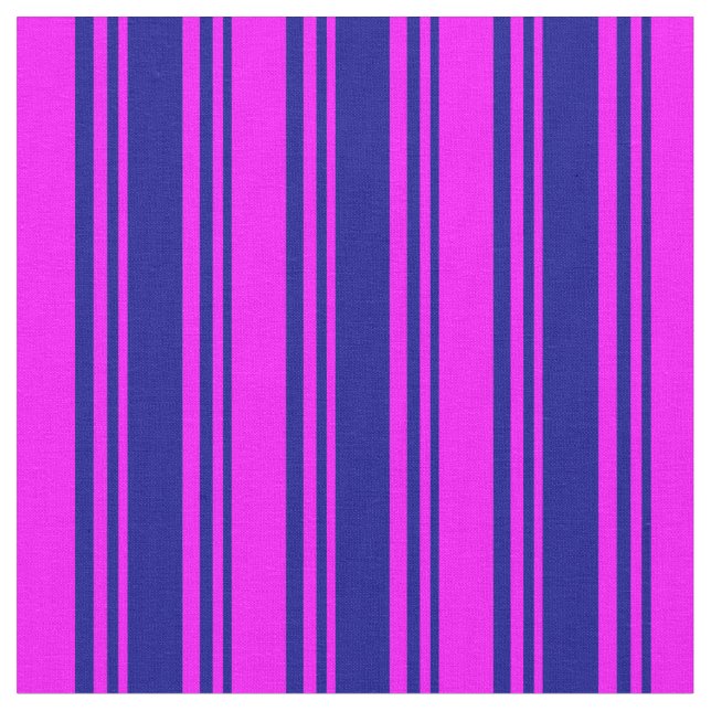Dark Blue & Fuchsia Lines Pattern Fabric (Close Up)