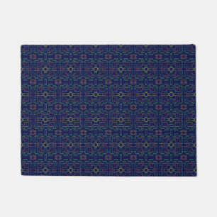 Dark Blue Geometric Door Mat
