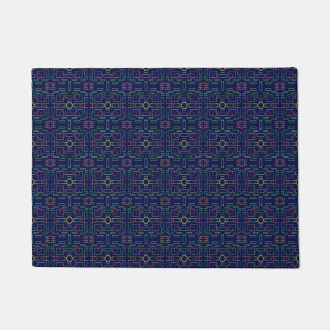 Dark Blue Geometric Door Mat (Front)